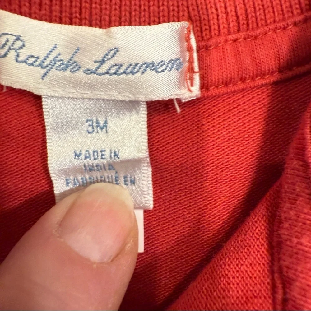 Ralph Lauren Baby Girl 2 PCS Set Pink Cable Knit Cardigan & Polo Onsie Sz 3 Mo